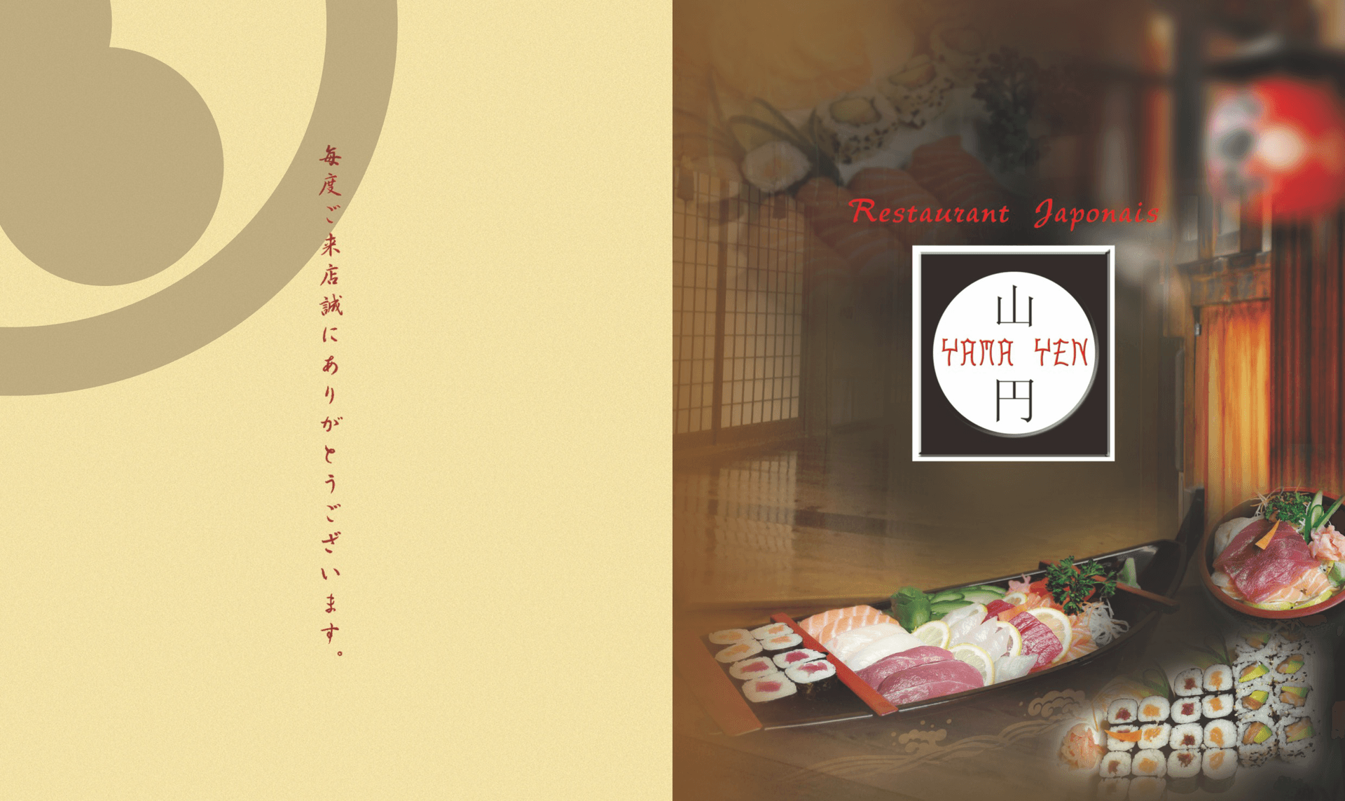 Présentation de la carte Yama Yen — sushis et barbecue coréen